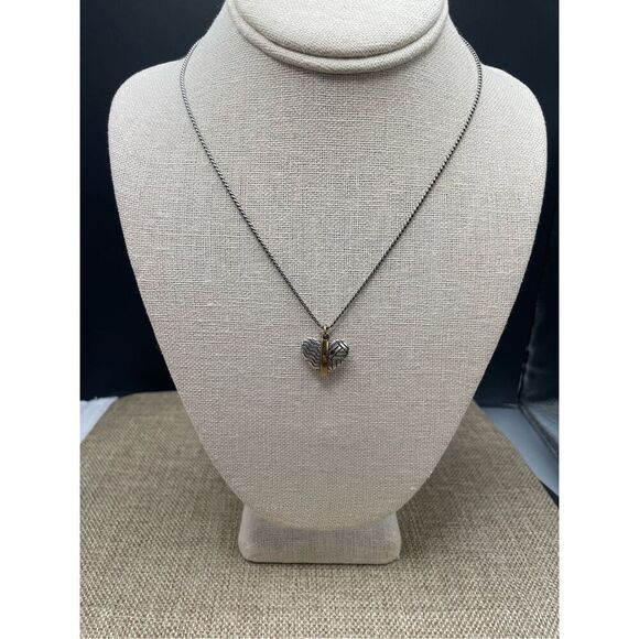 Brighton Acoma Two-Tone Reversible Line Detail Petite Heart Pendant Necklace - Picture 6 of 6